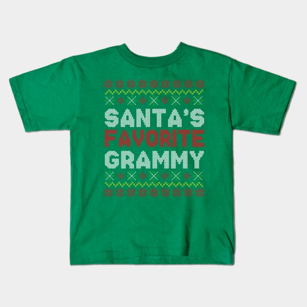 Santa's Favorite Grammy Ugly Christmas Sweater Pattern Kids T-Shirt by E